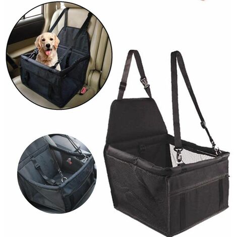 Funda de asiento de coche para perros Funda de asiento de coche con correa de seguridad impermeable y transpirable para viajar con cachorros Perro pequeño gato (negro)