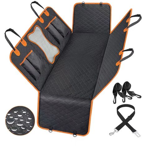 Funda de asiento para perro con ventana de malla transpirable, gran bolsillo de almacenamiento, cinturón de seguridad, hamaca impermeable antideslizante: funda duradera para coche