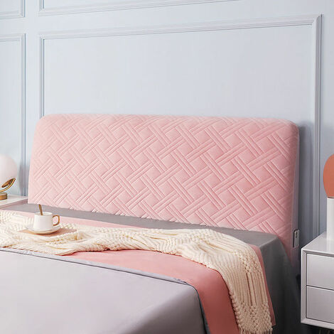Funda de cabecero acolchada de felpa suave para cama, cubierta gruesa europea de Color sólido, Color rosa, todo incluido, de terciopelo, 180x70cm,Pink,W140 x H70cm