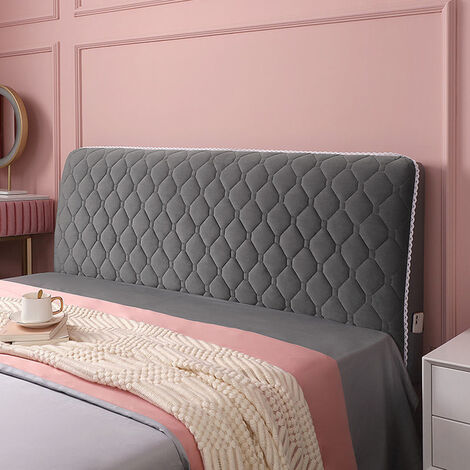 Funda de cabecero acolchada de terciopelo suave y grueso, cubierta de cabecera de cama Universal de Color sólido, todo incluido, Protector trasero de cama de lujo,Dark Gray,W100 x H70cm