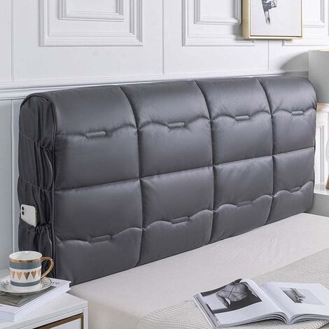 Funda de cabecero acolchada gruesa de alta calidad, cubierta de lujo de Color sólido, todo incluido, súper suave, a prueba de polvo, para cabecera de cama,Dark Gray,W 120 x H 65cm