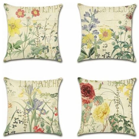 - Funda de cojín impermeable para sofá, diseño floral amarillo, 45 x 45 cm, para patio, jardín, sala de estar, dormitorio, juego de 4