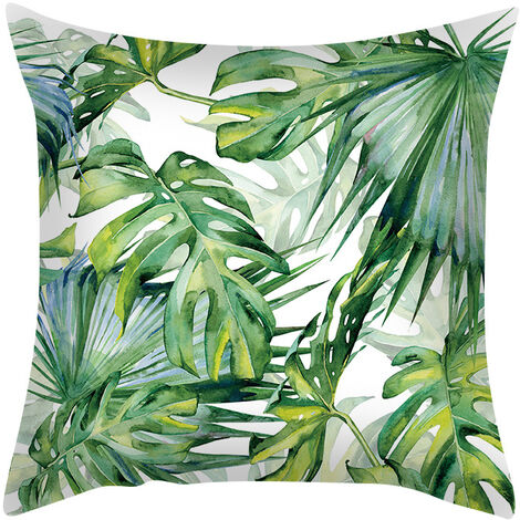 Funda de cojín MINKUROW 45X45, fundas de cojín de hojas verdes, juego de lino de 2 fundas de almohada de plantas, funda de cojín moderna para sala de estar, jardín B12