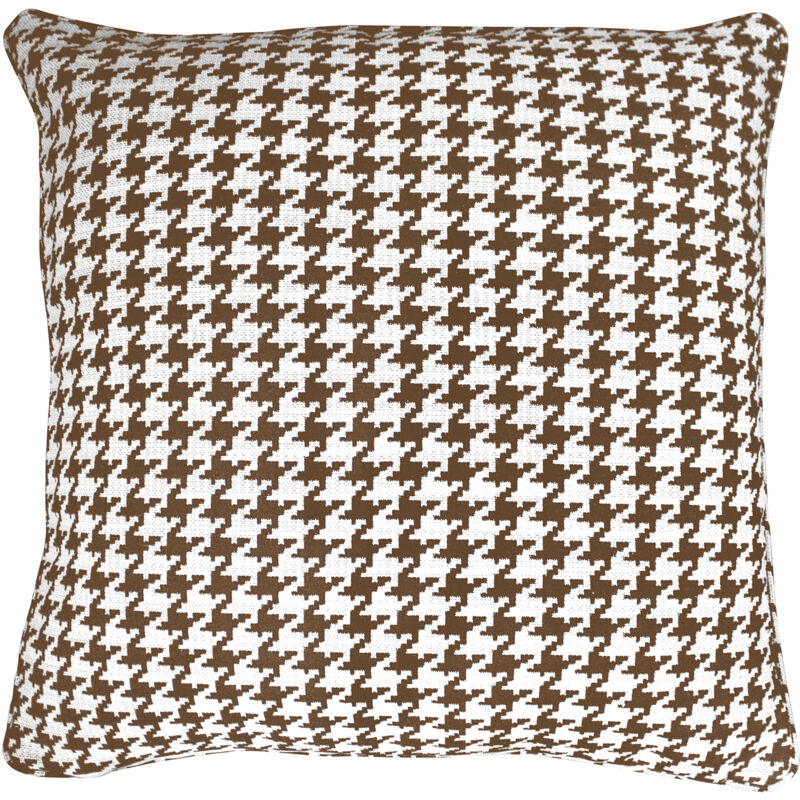 

kuateh - Funda de Cojín con Estampado Pata de Gallo Ribe Kuatéh Marrón y Blanco 60x60 cm