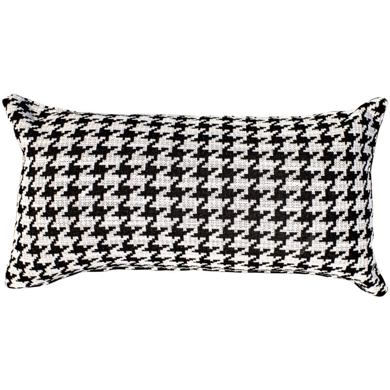 

kuateh - Funda de Cojín con Estampado Pata de Gallo Ribe Kuatéh Negro y Blanco 55x30 cm