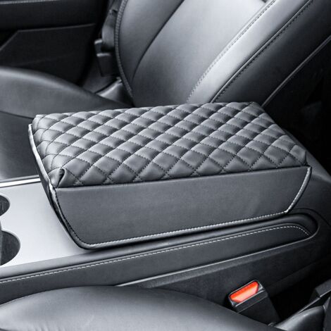 Funda de consola central mejorada, reposabrazos de cuero, funda de consola central, accesorios para el interior del coche (para Tesla Model 3/Y, negro)