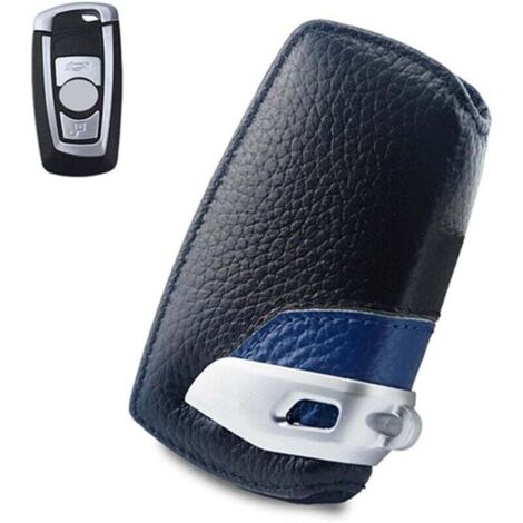 Funda de cuero genuino para llave compatible con BMW F10, F20 y F30, modelos nuevos 1, 2, 3, 4, 5, 6 y 7, X3, X4, 320I, 116I, 118I, 328I y 530I, accesorios de control remoto (azul)