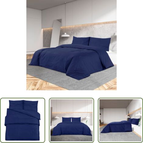 Funda de edredón algodón -  Juego de funda nórdica algodón azul 200x200 cm