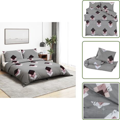 Funda de edredón - vidaXL Juego de funda nórdica algodón gris 135x200 cm - Funda nórdica algodón