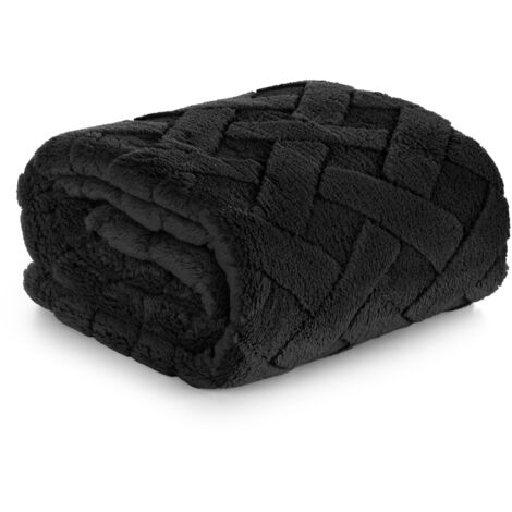 FUNDA DE MANTA EUROFIRANY FLANO D91 ESTAMPADO CARO 70X160CM NEGRO