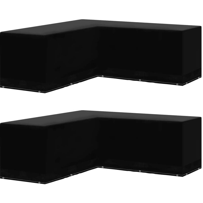 

Funda de muebles de jardín 2 uds forma L 12 ojales 250x250x90cm