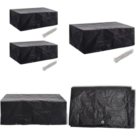 Funda de muebles de jardín 2 uds set ratán 8 personas 8 ojales - Funda de ratán - Protección para muebles
