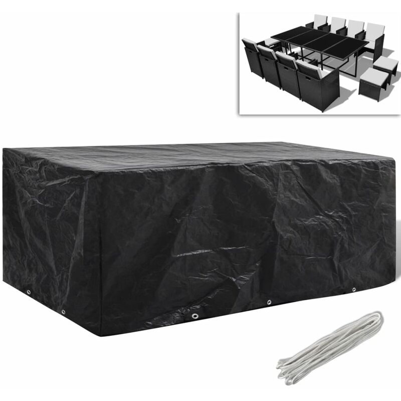 

Funda de muebles de jardín de ratán 10 ojales 229x113 cm - Negro