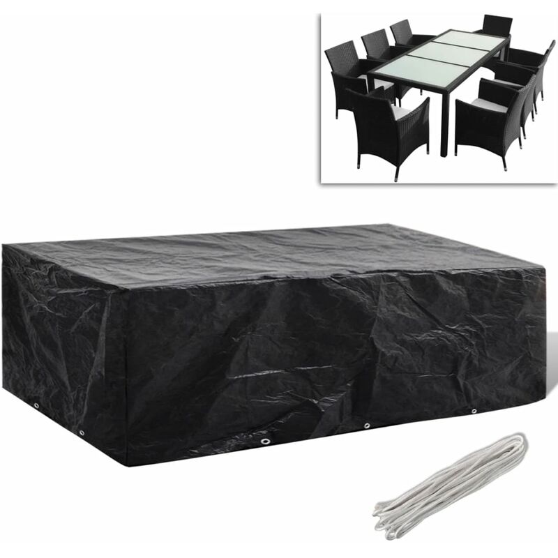 

Funda de muebles de jardín de ratán 10 ojales 300x140 cm - Negro