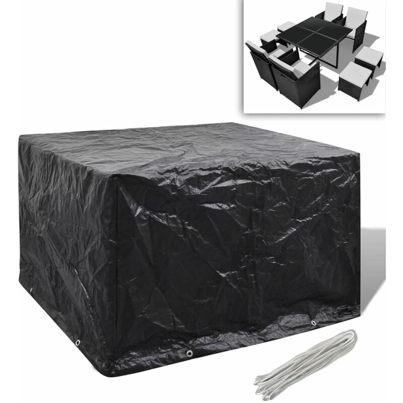 

Funda de muebles de jardín ratán 4 personas 8 ojales 113x113 cm - Negro