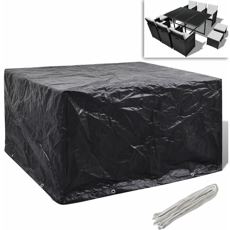 

Funda de muebles de jardín ratán 6 personas 8 ojales 172x113 cm - Negro