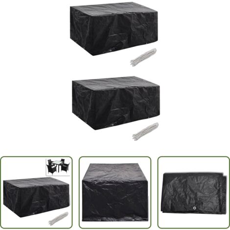 Funda de ratán -  Funda de muebles de jardín 2 uds set ratán 4 personas 8 ojales
