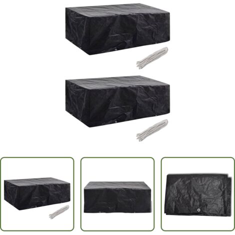 Funda de ratán -  Funda de muebles de jardín 2 uds set ratán 8 personas 8 ojales