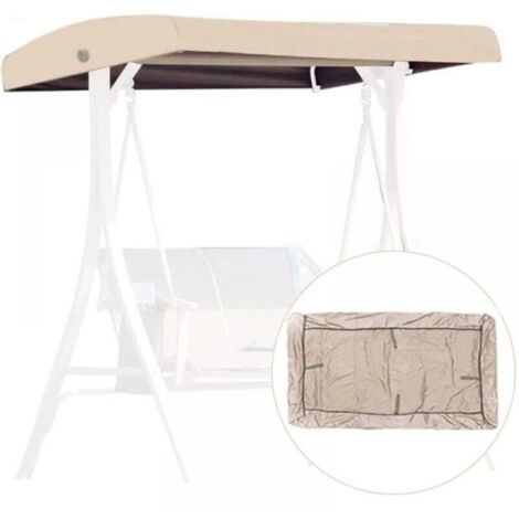 Funda de repuesto para columpio de jardín de 3 plazas, 191 x 120 x 23 cm, impermeable, para patio (color: beige)
