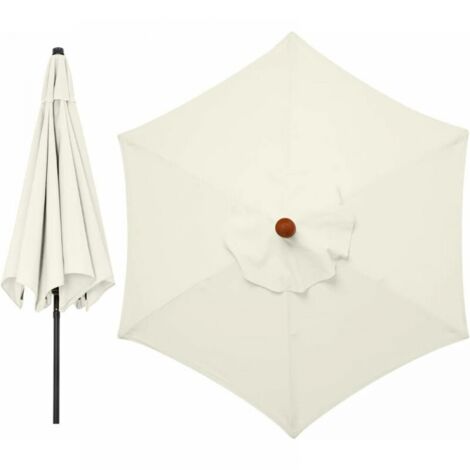 Funda de repuesto para sombrilla, 6 varillas, 2 m, impermeable, resistente a los rayos UV, tela de repuesto, beige
