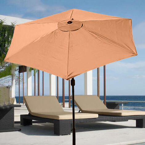 Funda de repuesto para sombrilla – Color caqui, 3 m – 6 brazos – Techo ventilado para terraza, jardín y piscina.