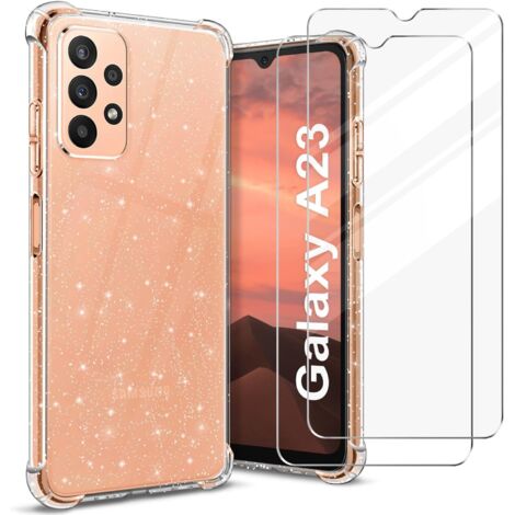 FUNDA DE SILICONA CON BRILLO PARA SAMSUNG GALAXY A23 2X VIDRIO TEMPLADO SM-A236