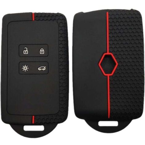 Funda de silicona KZQ para llave de coche, compatible con Renault Clio, Megane, Koleos, Kadjar, Kangoo, Twingo, Talisman, Captur, Espace, Dacia Duster (1 unidad), color negro