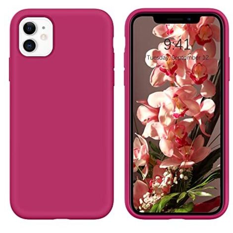 FUNDA DE SILICONA PARA APPLE IPHONE 11 ROSA FUCSIA CON MICROFIBRA A2111
