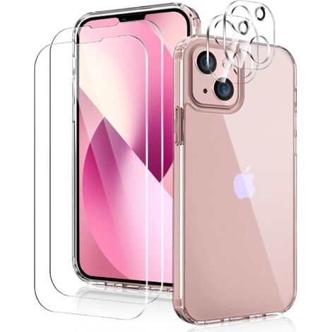 FUNDA DE SILICONA PARA APPLE IPHONE 13 + 2X CRISTAL TEMPLADO Y 2X CRISTAL PARA CÁMARA