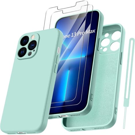 FUNDA DE SILICONA PARA APPLE IPHONE 13 PRO MAX VERDE + 2X CRISTAL