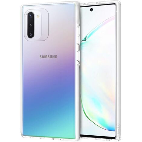 FUNDA DE SILICONA PARA SAMSUNG GALAXY NOTE 10 DE 6.28" TRANSPARENTE + MARCO BLANCO