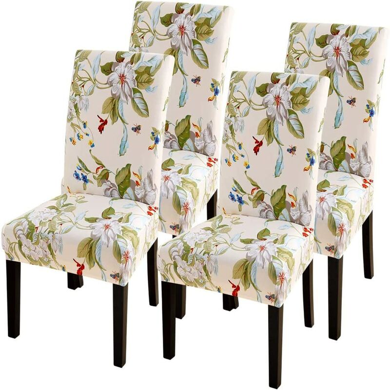 

Funda para silla de comedor elástica de 4 piezas, funda para silla con estampado Universal, funda antideslizante para silla para el hogar, hotel,