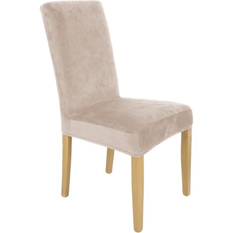 FUNDA DE SILLA DE TERCIOPELO ELÁSTICO COLOR BEIGE [21WE]