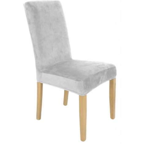 FUNDA DE SILLA DE TERCIOPELO ELÁSTICO GRIS CLARO [21WW]