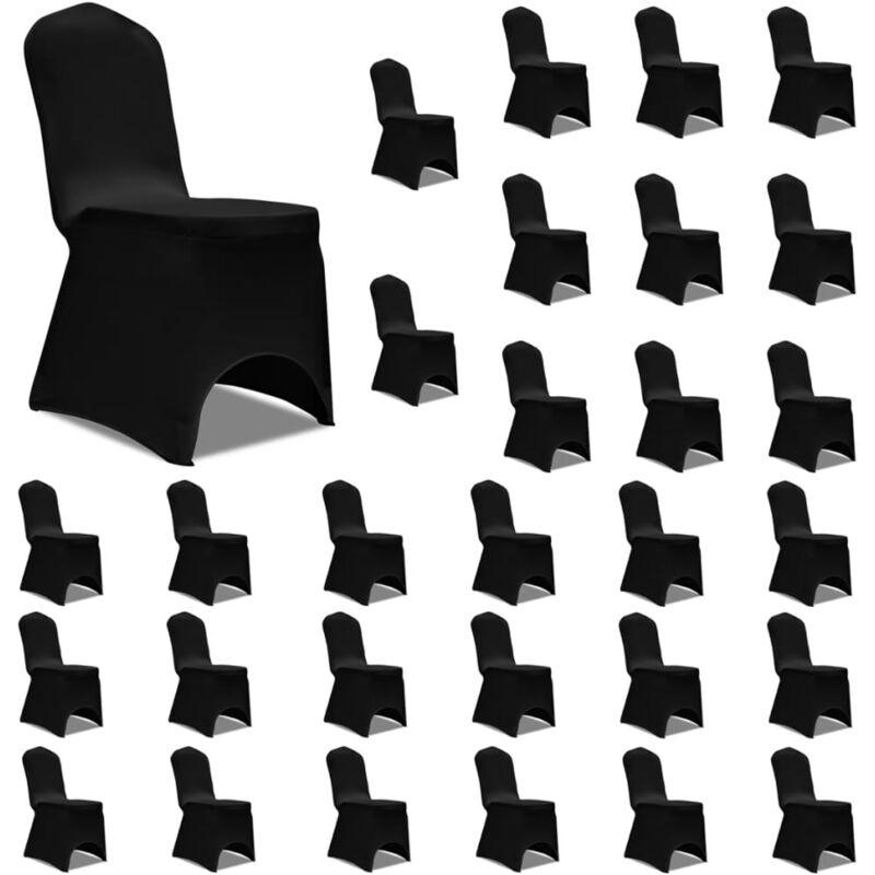 

vidaXL Funda de silla elástica negra 30 unidades - Negro