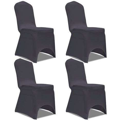 Funda de silla elastica 4 unidades gris antracita