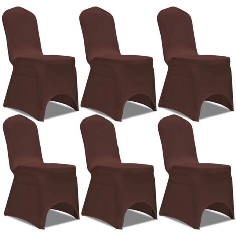 Funda de silla elástica 6 unidades marrón