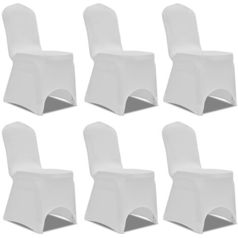 Funda de silla elástica blanca 6 piezas DEC022488
