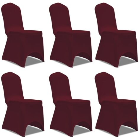 Funda de silla elástica burdeos 6 piezas DEC022491
