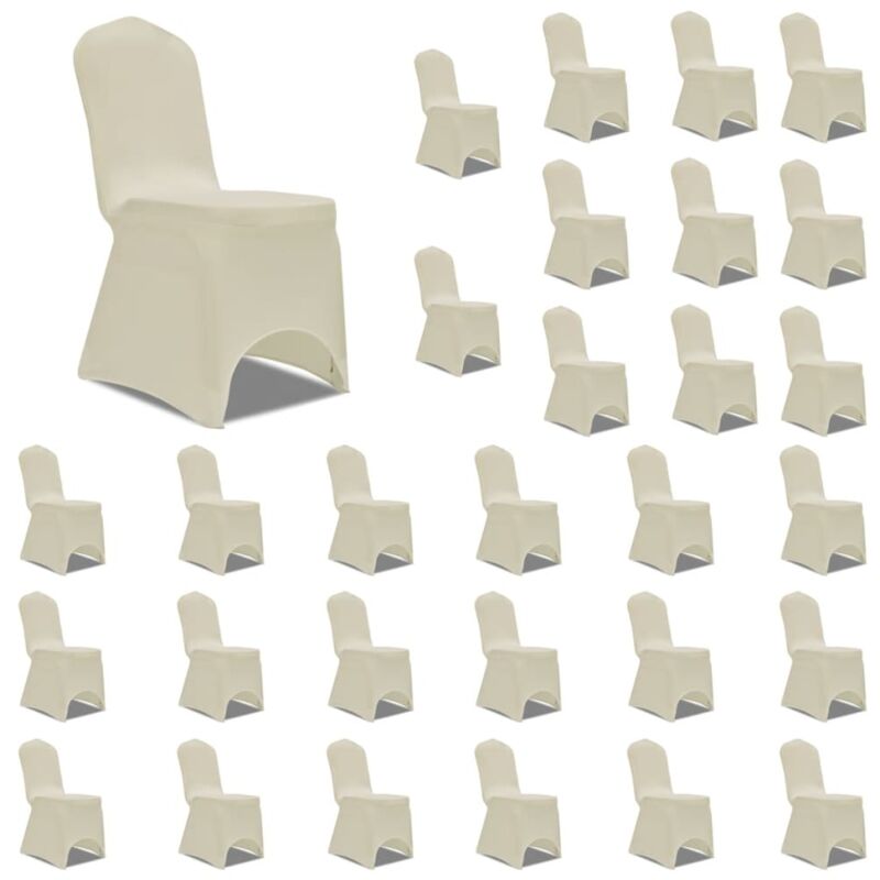 

vidaXL Funda de silla elástica crema 30 unidades - Crema