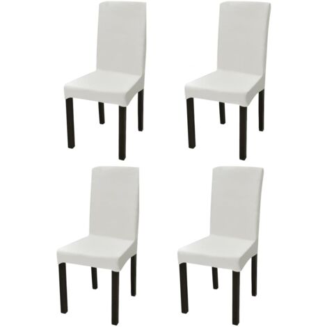 Funda de silla elástica recta 4 unidades crema vidaXL