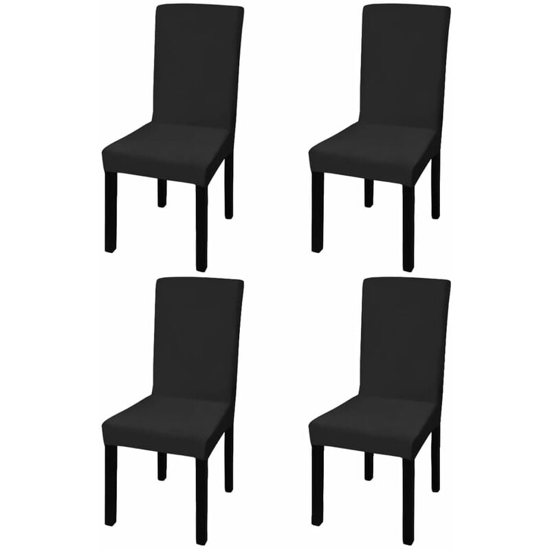 

Youthup - Funda de silla elástica recta 4 unidades negra - Negro