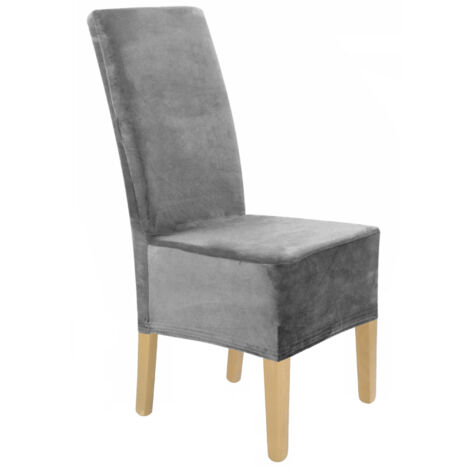 FUNDA DE SILLA XXL TERCIOPELO ELÁSTICO GRIS [21RA]