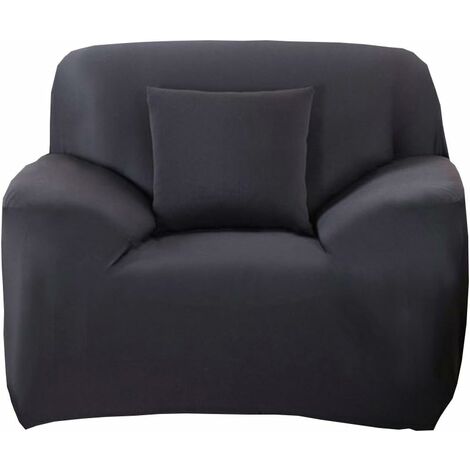 Funda de sillón de poliéster elástico para decoración de sala de estar, fundas de sofá a prueba de polvo y Protector (negro)