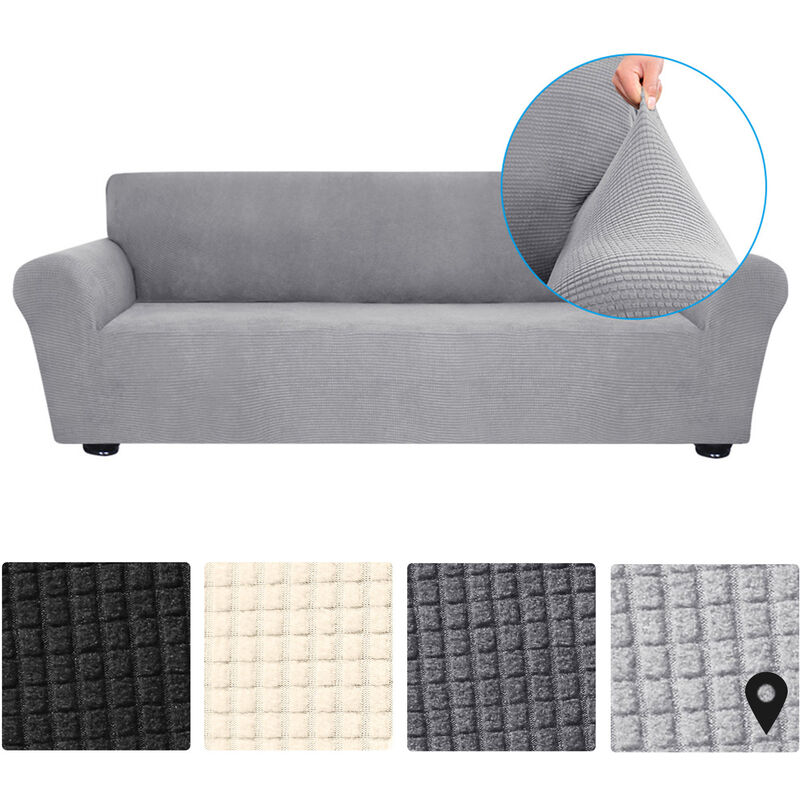 

Funda de sofa elastica funda de sofa suave antideslizante,4 asientos, gris - Decdeal