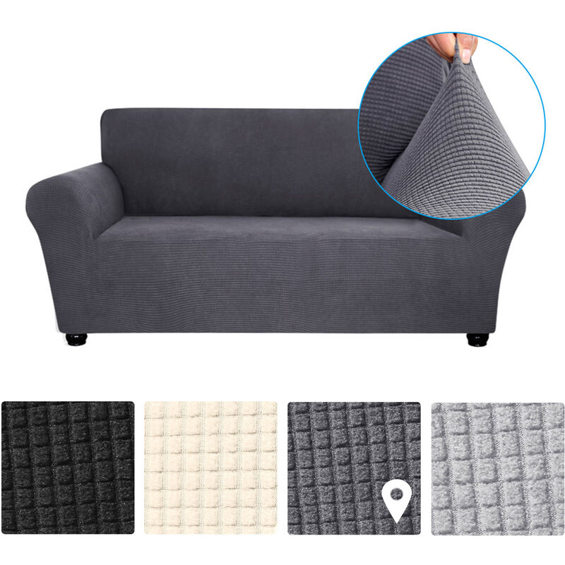 

Funda de sofa elastica funda de sofa suave antideslizante,2 asientos, gris oscuro - Decdeal