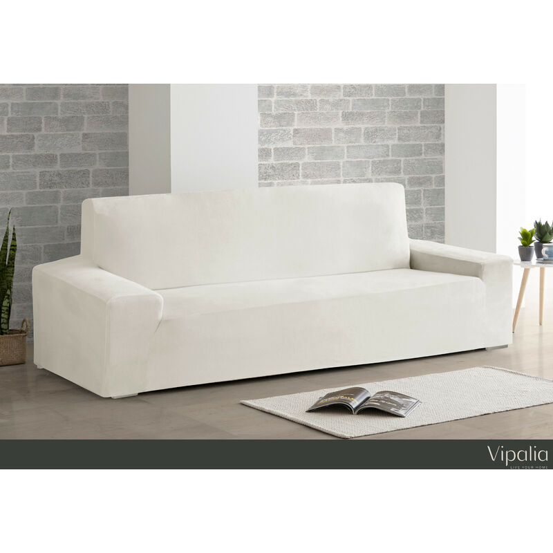 

Vipalia - Funda de Sofa Bielastica Adaptable Terciopelo. Protector Cubre Sofa Velvet. Marfil 2 Plazas (135-175cm)