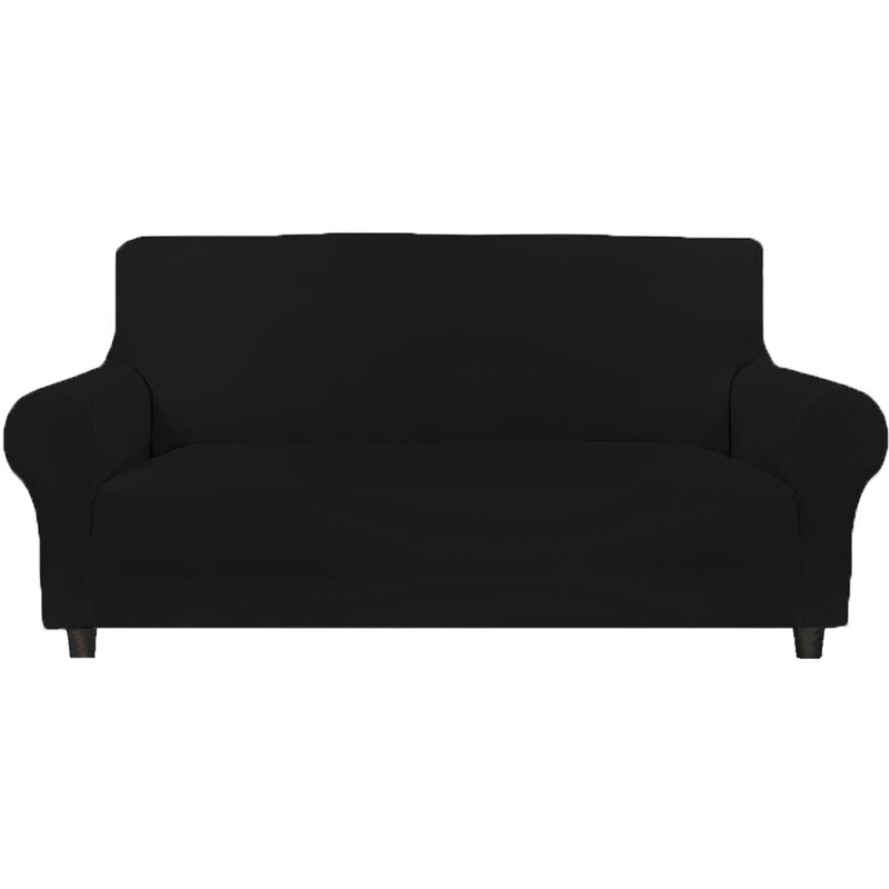 

Wellhome - Funda de sofá elástica antimanchas 4 plazas ALBA Negro