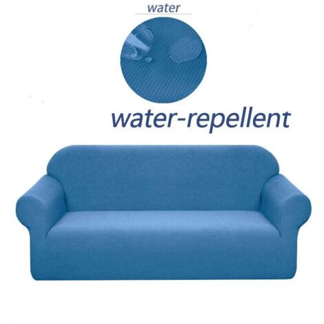 Funda de sofá elástica, resistente al agua y a los arañazos, con diseño elegante y rodillos de espuma antideslizantes (sofá de 1 plaza, azul polvoriento), 90-140 cm