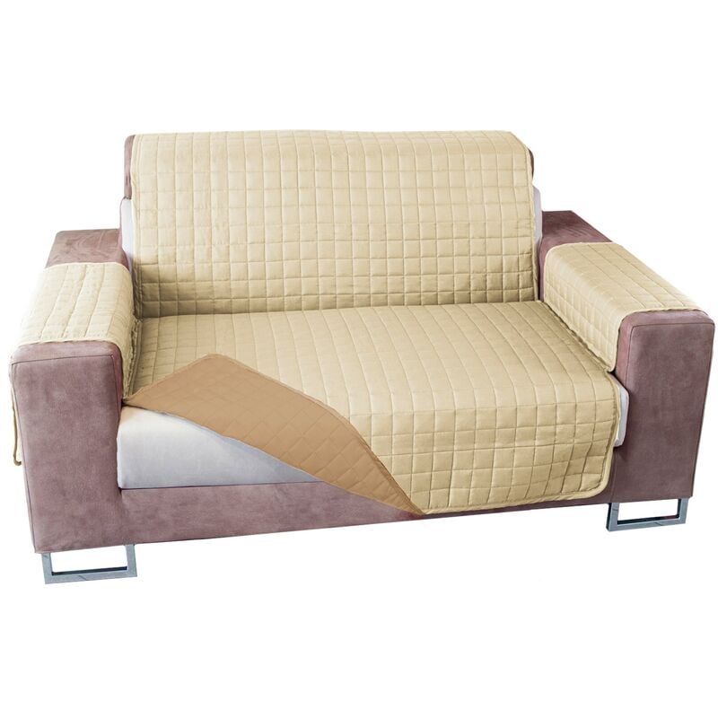 

Wellhome - Funda de sofá VERSATILE antimanchas reversible 3 Plazas Crudo y Arena